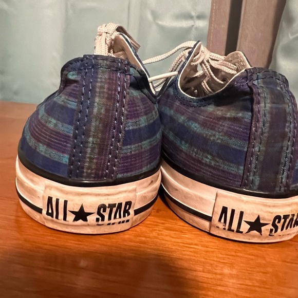 Converse All Star Blue plaid low top sneakers men’s size 10.5- GUC - Picture 7 of 11